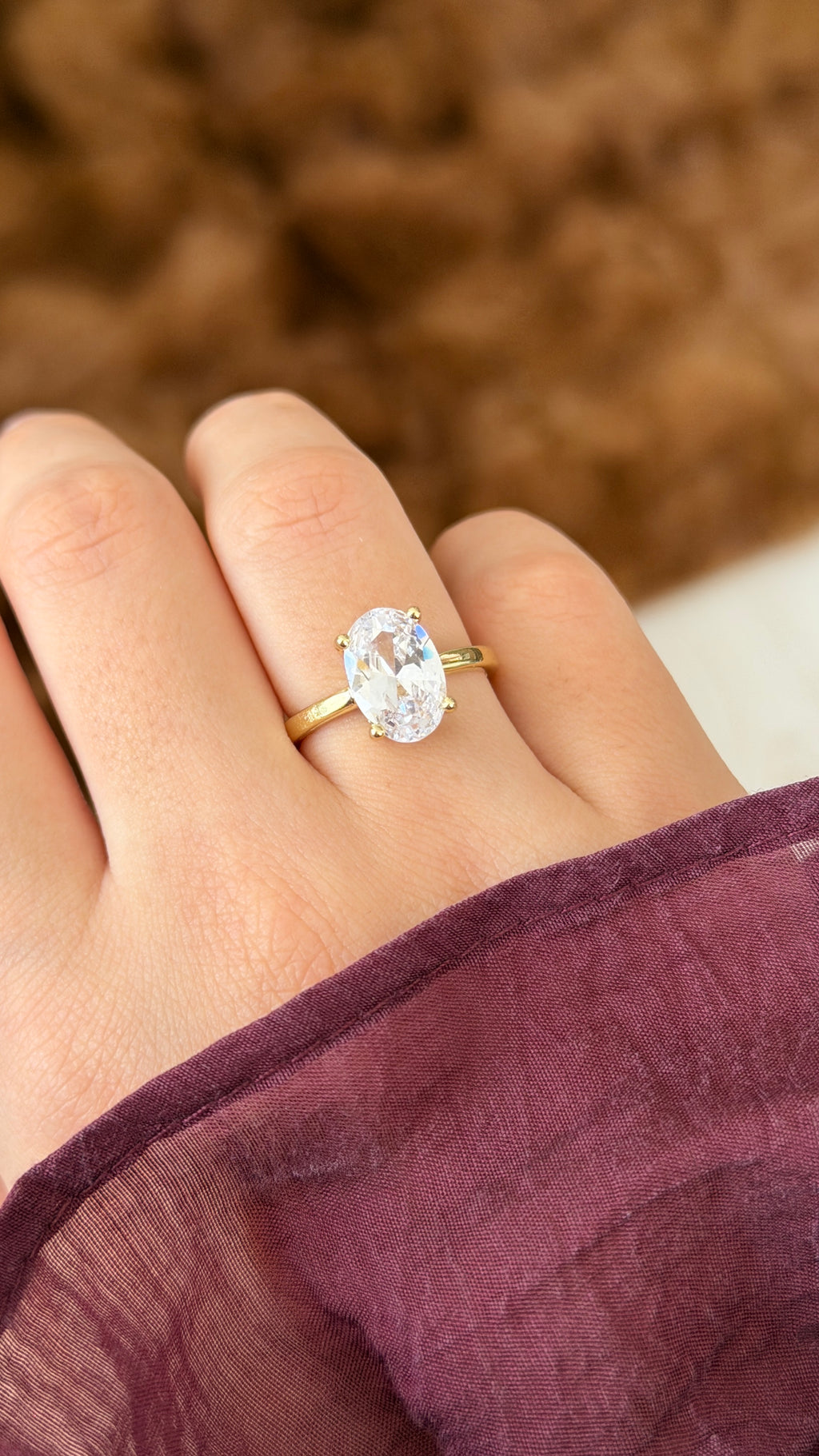 Tiffany Style Oval Kesim Taşlı Yüzük