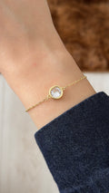 Pearl Taşlı Minimalist Zincir Bileklik
