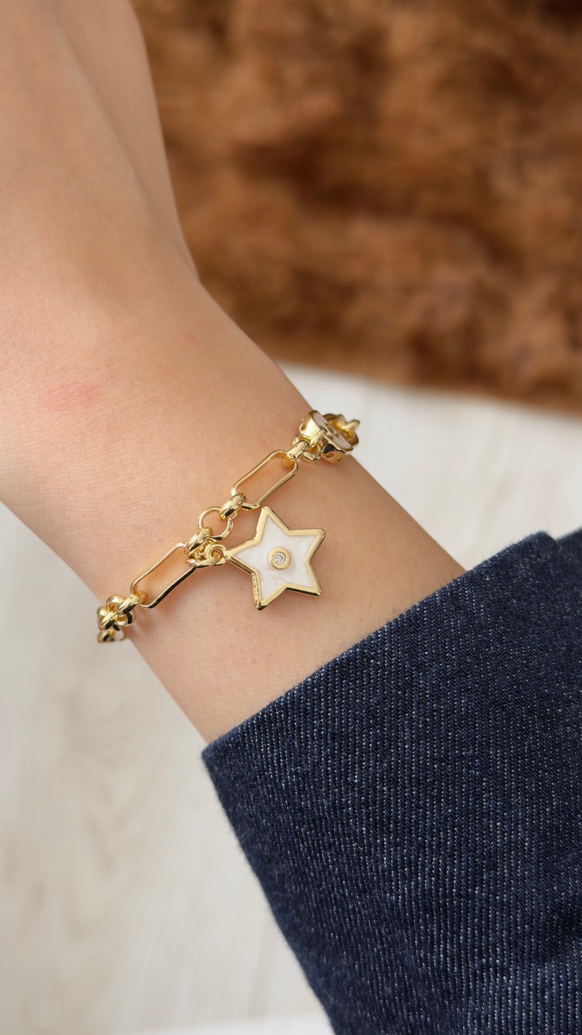 Boho Charm Detaylı Kilit Bileklik