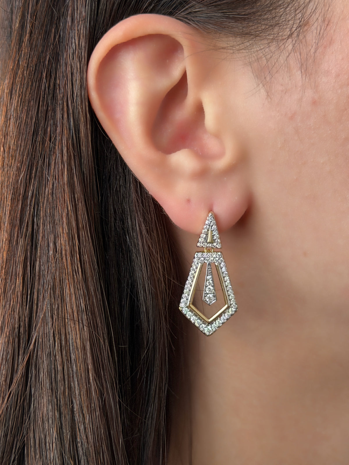 Geometric Pave Zirkon Taşlı
Sallantılı Küpe