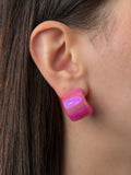 Neon Pink İpeksi Parlaklıkta Kalın Halka Küpe