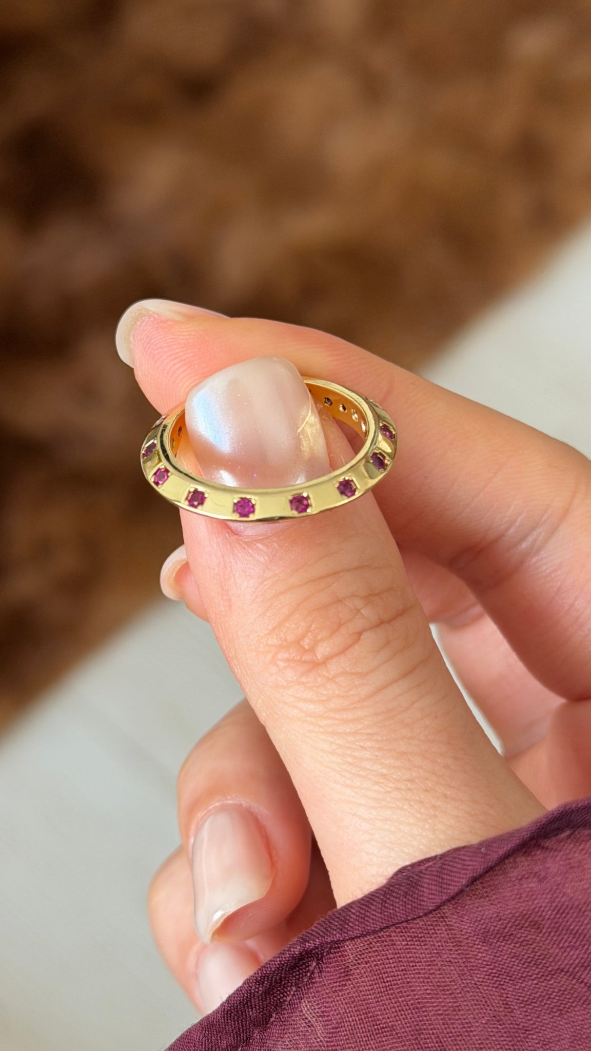 İkon Pembe Taş Deyatlı Minimalist Yüzük