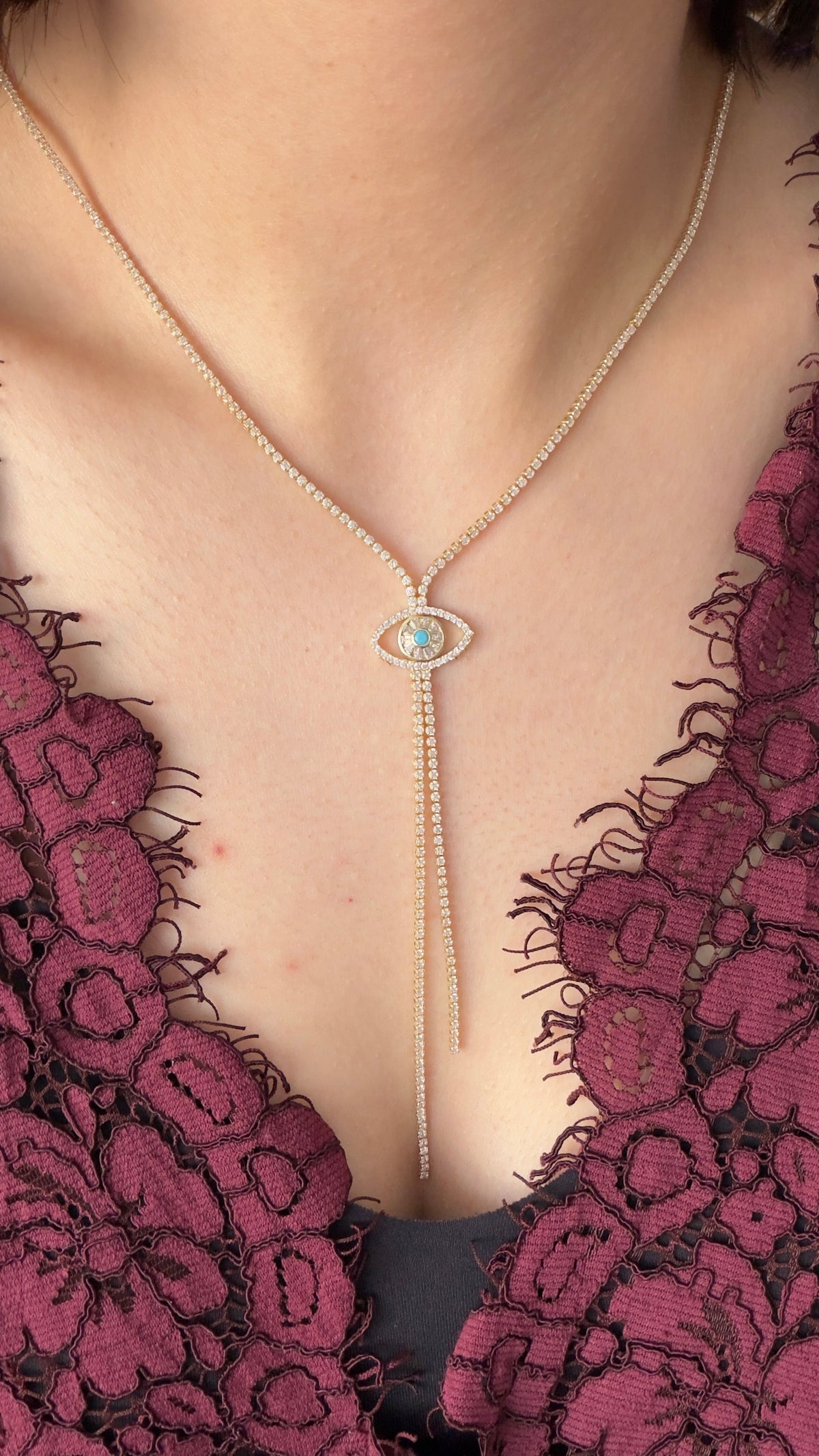 Tennis Eye Zirkon Su Yolu Kolye