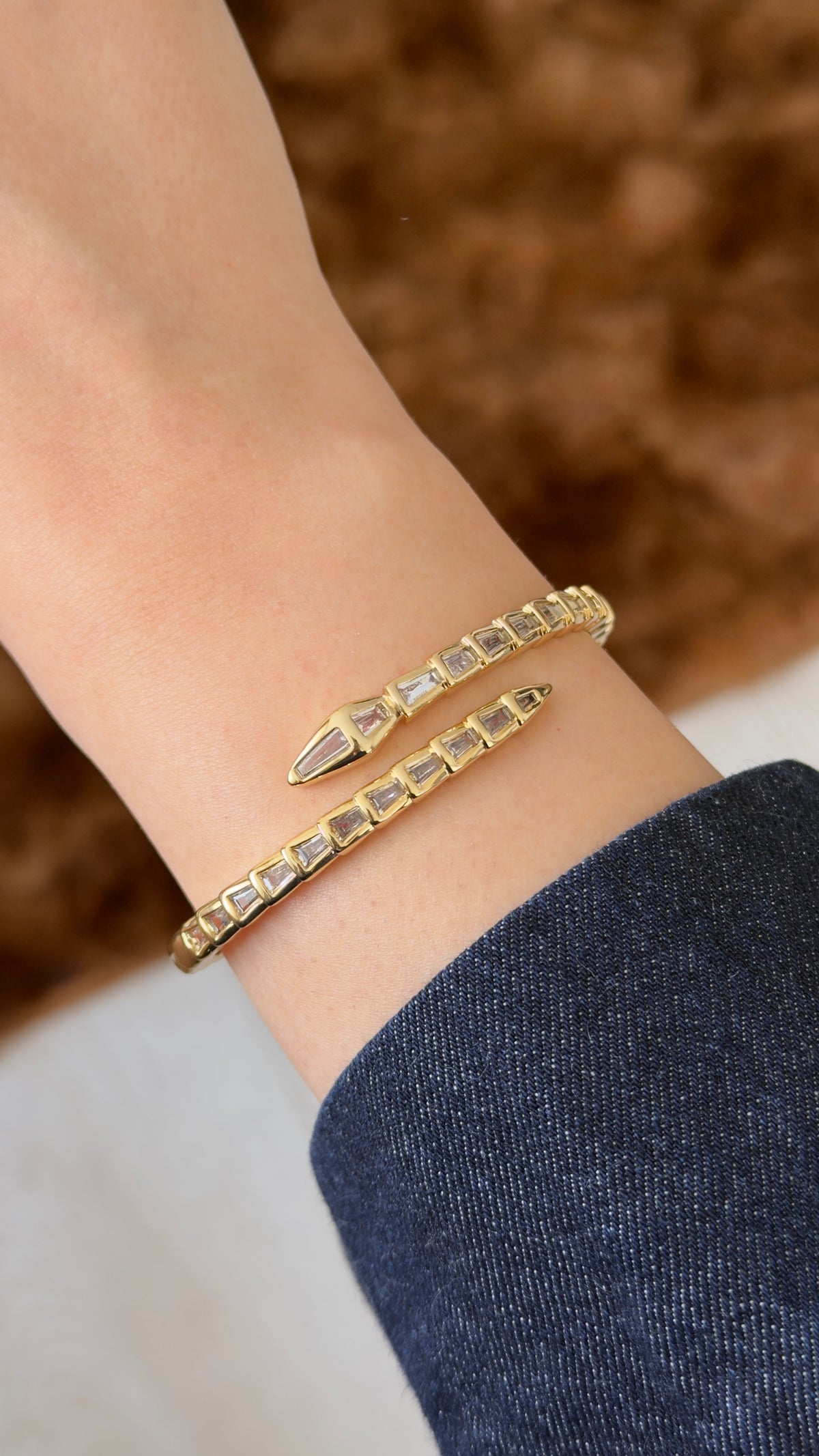Serpenti Taşlı İkonik Yılan Tasarım Kelepçe