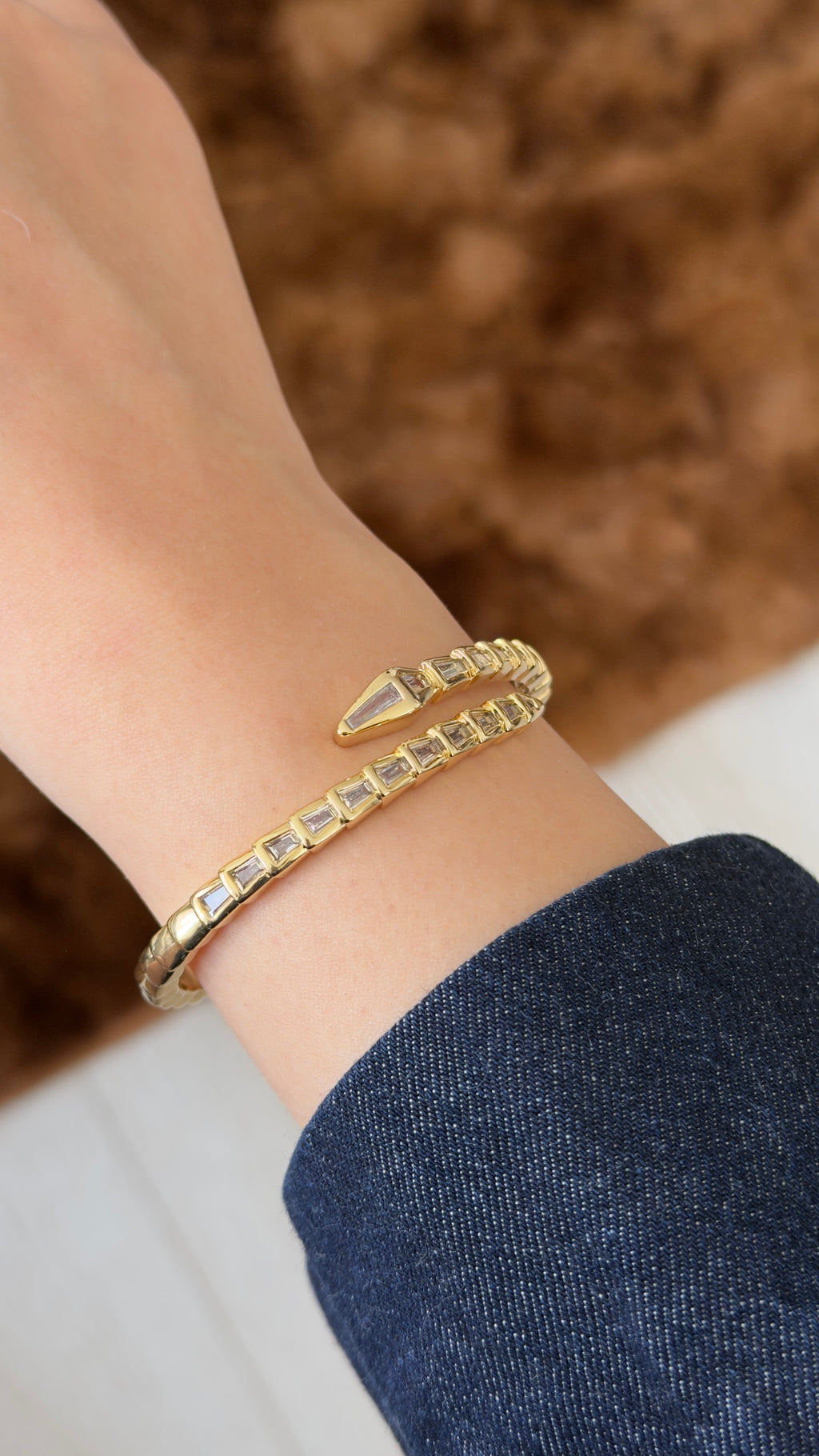 Serpenti Taşlı İkonik Yılan Tasarım Kelepçe