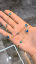 Cerulean Lüks Seri Mavi Cam Boncuk Sıralı Kolye Bileklik Set